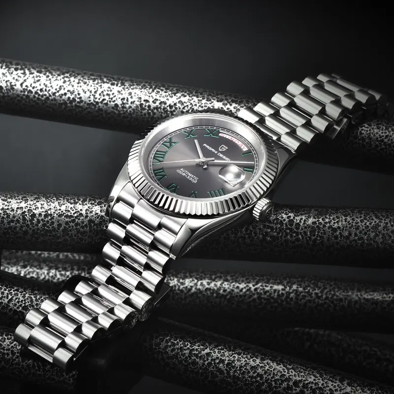 Pagani Design Day-Date Black Dial Automatic Men's Watch-  PD-1783